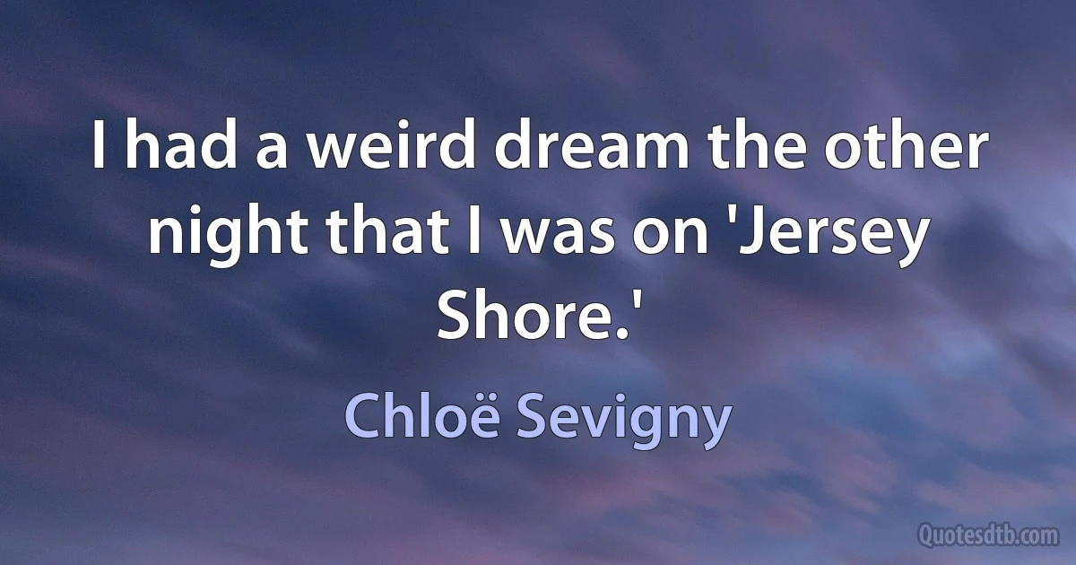 I had a weird dream the other night that I was on 'Jersey Shore.' (Chloë Sevigny)