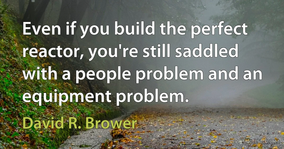 Even if you build the perfect reactor, you're still saddled with a people problem and an equipment problem. (David R. Brower)