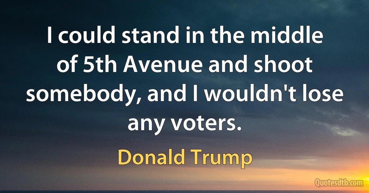 I could stand in the middle of 5th Avenue and shoot somebody, and I wouldn't lose any voters. (Donald Trump)