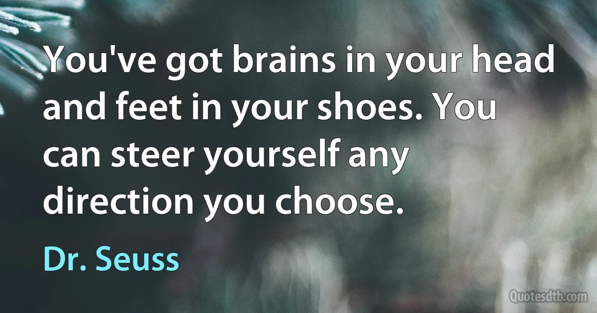 You've got brains in your head and feet in your shoes. You can steer yourself any direction you choose. (Dr. Seuss)