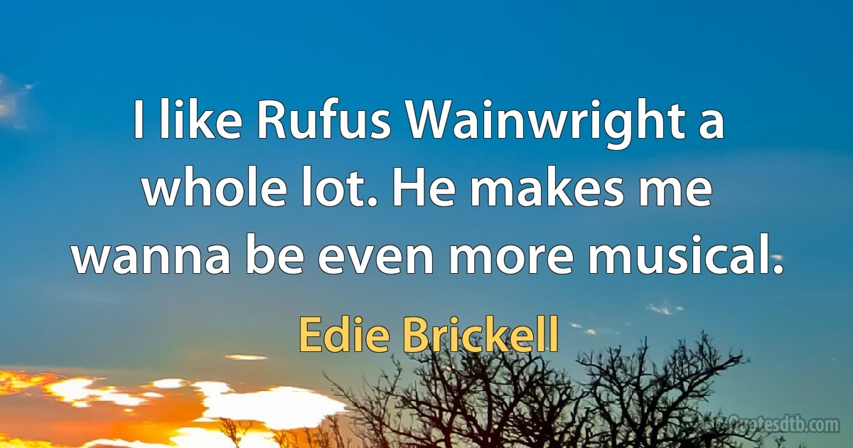 I like Rufus Wainwright a whole lot. He makes me wanna be even more musical. (Edie Brickell)