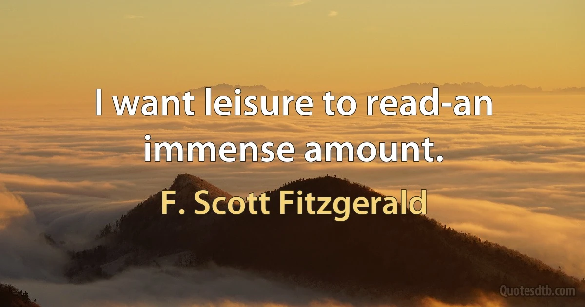 I want leisure to read-an immense amount. (F. Scott Fitzgerald)