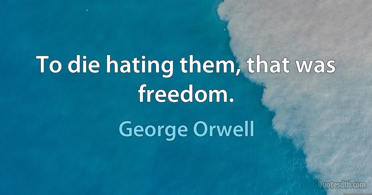 To die hating them, that was freedom. (George Orwell)