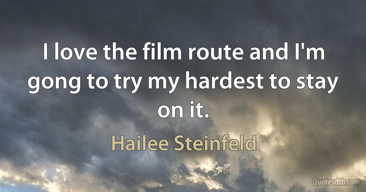 I love the film route and I'm gong to try my hardest to stay on it. (Hailee Steinfeld)