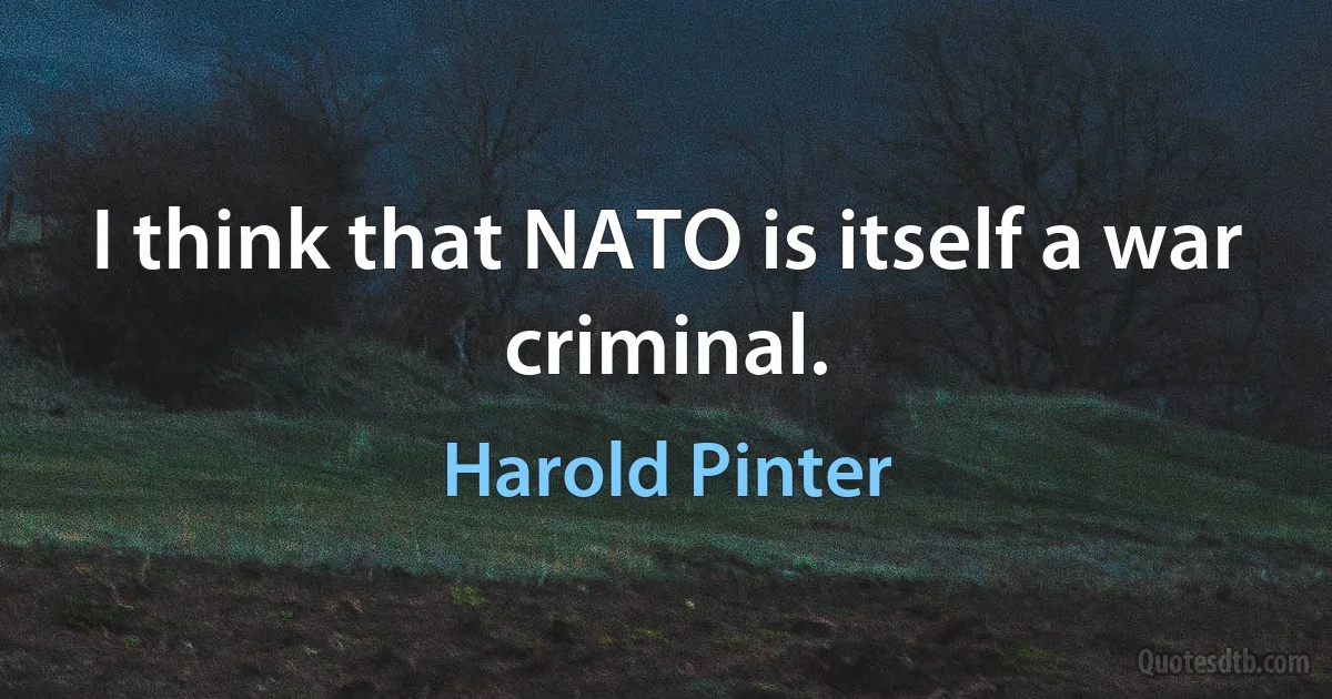 I think that NATO is itself a war criminal. (Harold Pinter)