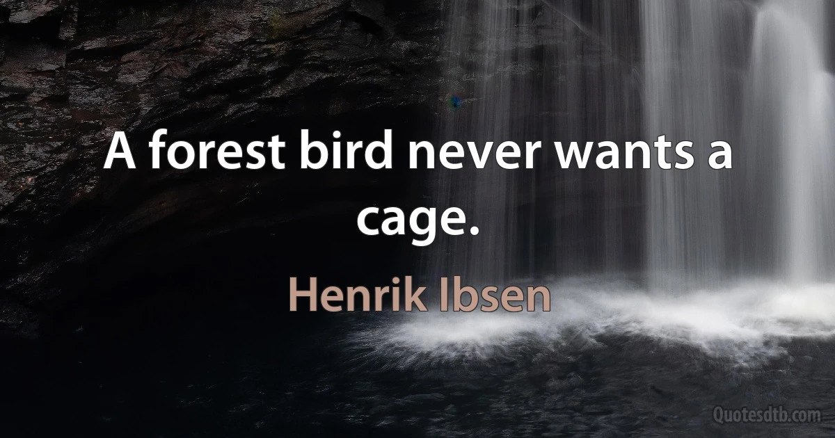 A forest bird never wants a cage. (Henrik Ibsen)