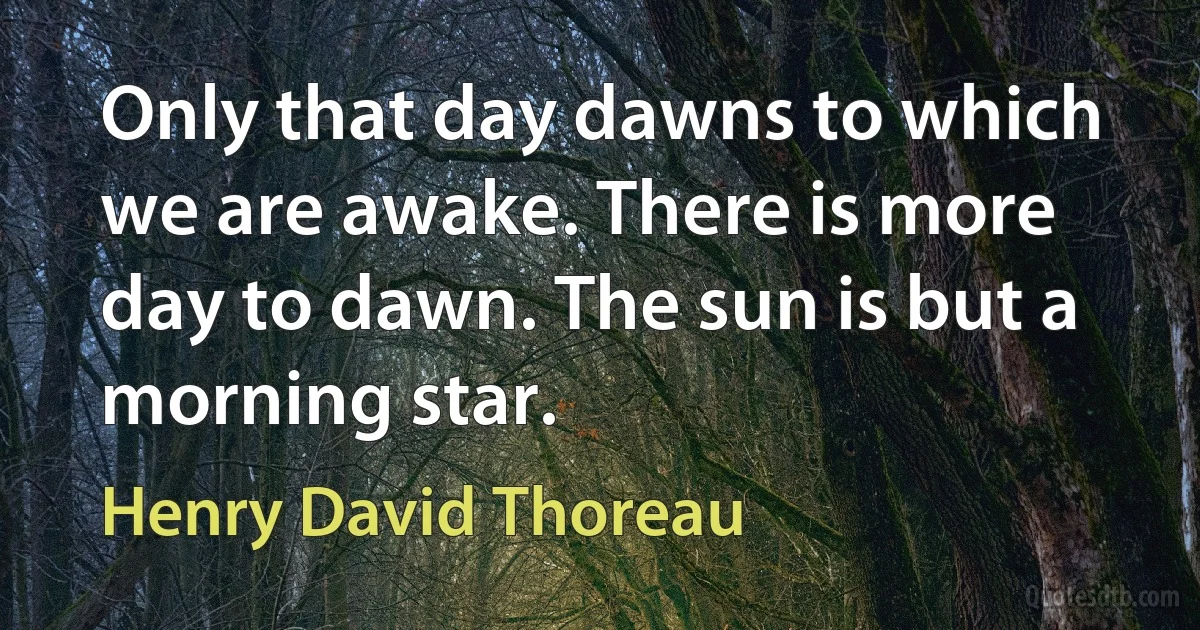 Only that day dawns to which we are awake. There is more day to dawn. The sun is but a morning star. (Henry David Thoreau)