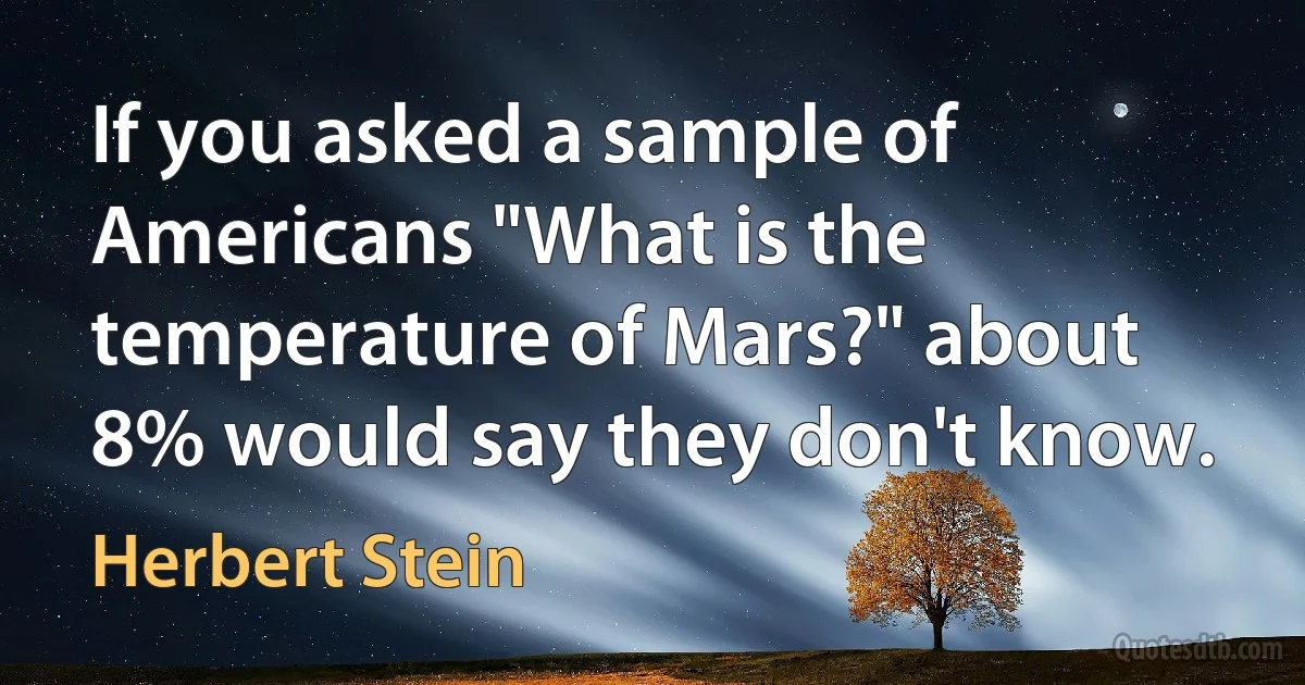 If you asked a sample of Americans "What is the temperature of Mars?" about 8% would say they don't know. (Herbert Stein)