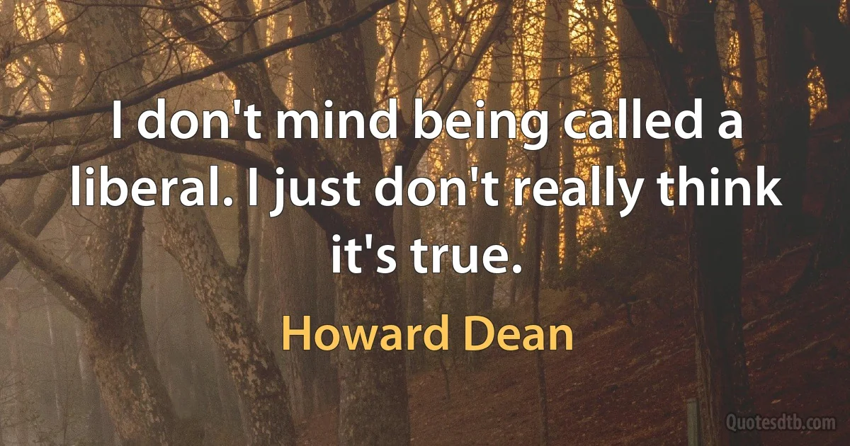 I don't mind being called a liberal. I just don't really think it's true. (Howard Dean)