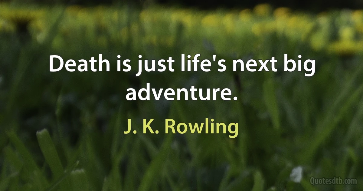 Death is just life's next big adventure. (J. K. Rowling)