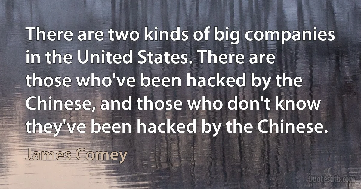 There are two kinds of big companies in the United States. There are those who've been hacked by the Chinese, and those who don't know they've been hacked by the Chinese. (James Comey)