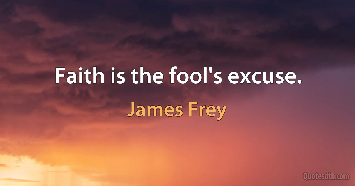 Faith is the fool's excuse. (James Frey)