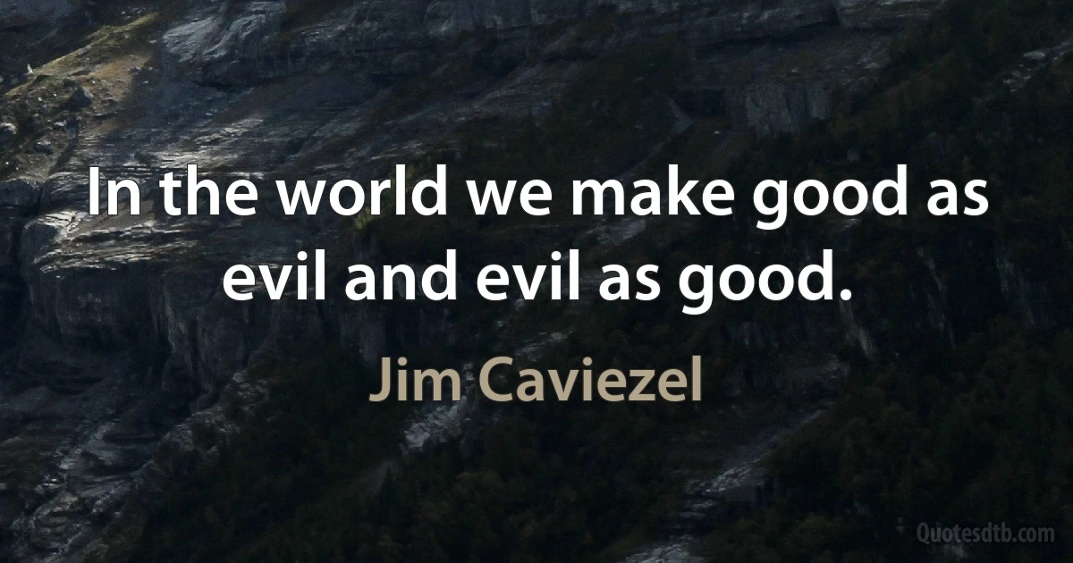 In the world we make good as evil and evil as good. (Jim Caviezel)