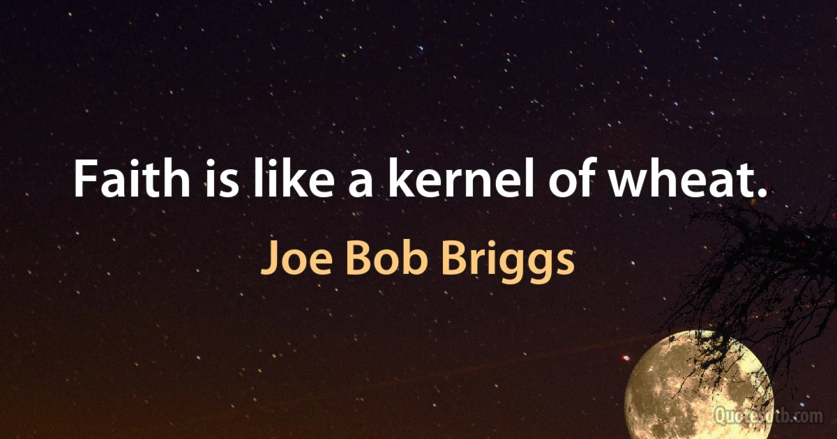 Faith is like a kernel of wheat. (Joe Bob Briggs)