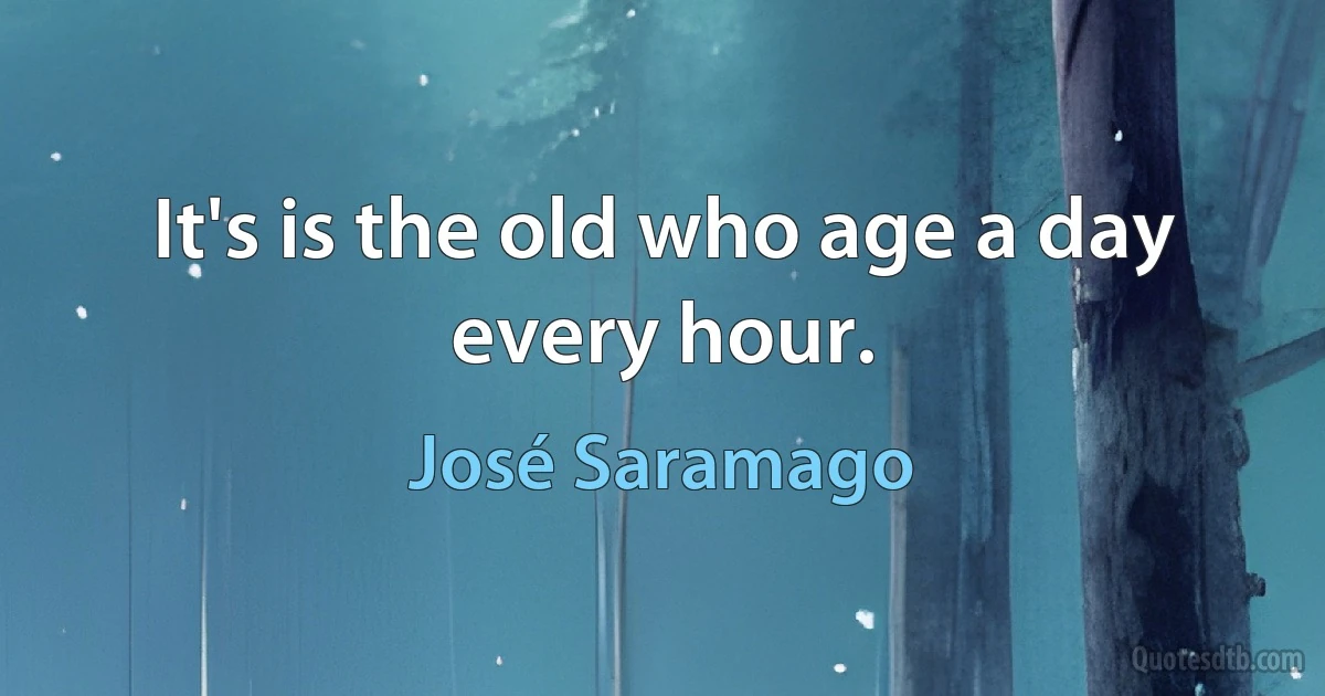 It's is the old who age a day every hour. (José Saramago)