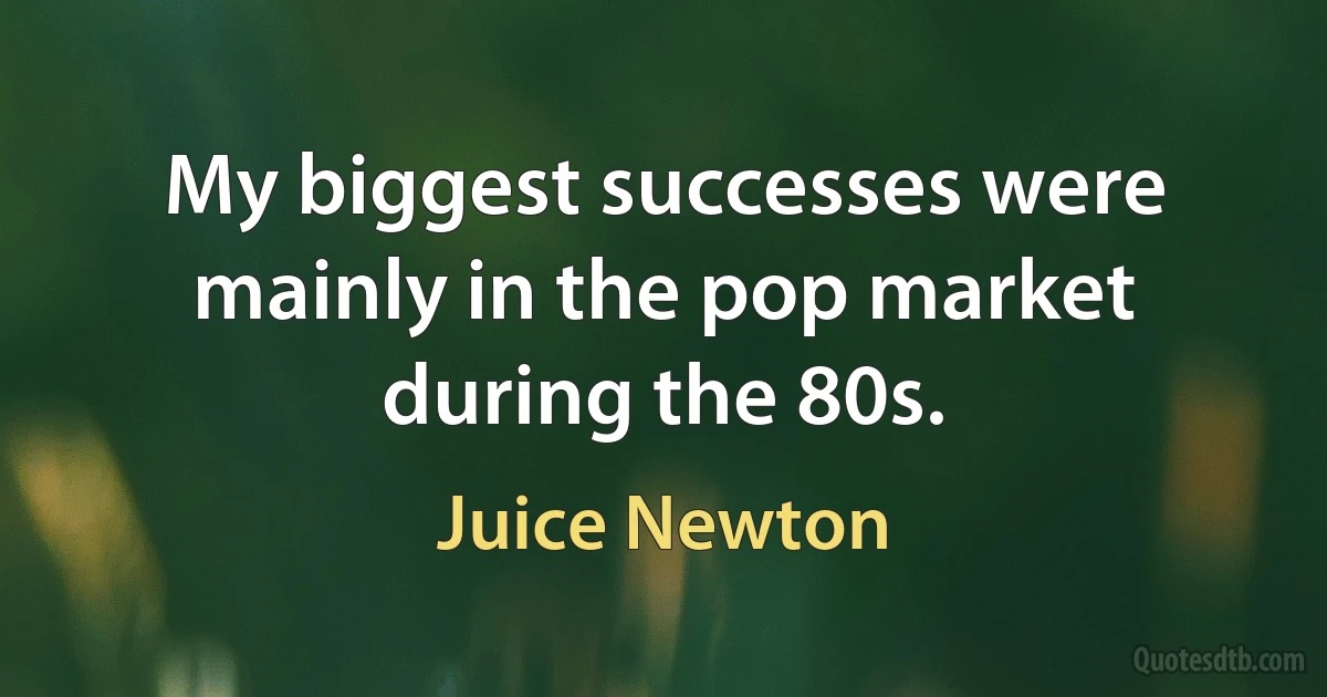 My biggest successes were mainly in the pop market during the 80s. (Juice Newton)