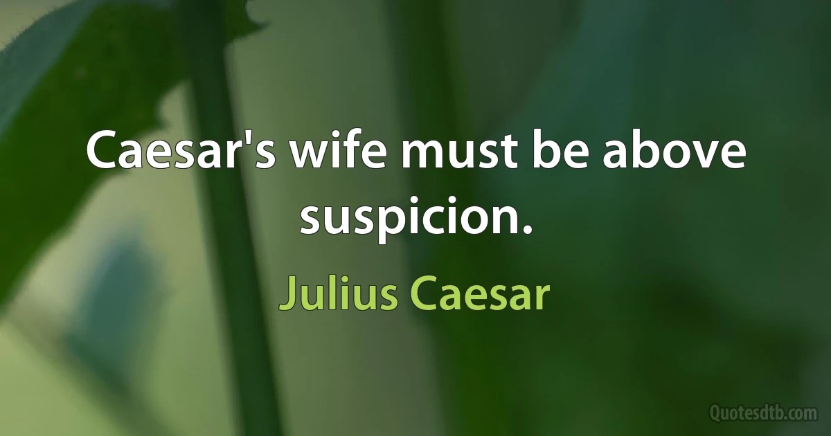 Caesar's wife must be above suspicion. (Julius Caesar)