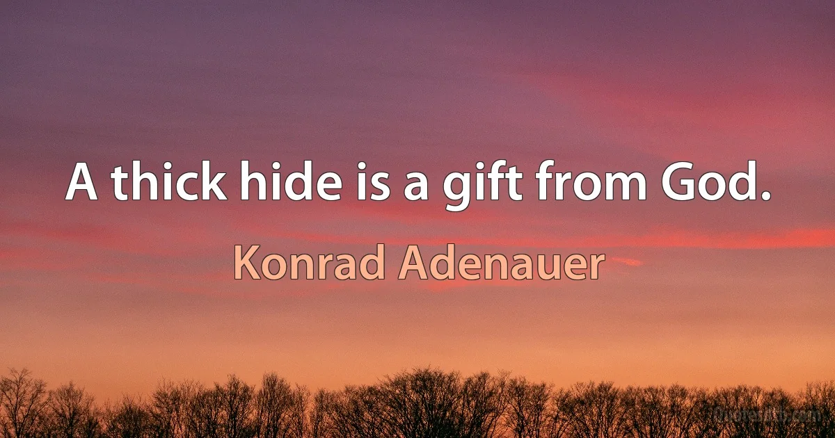 A thick hide is a gift from God. (Konrad Adenauer)