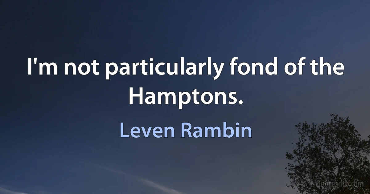 I'm not particularly fond of the Hamptons. (Leven Rambin)