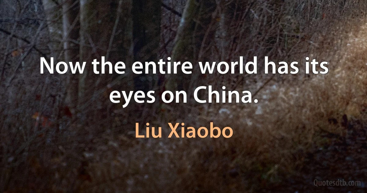 Now the entire world has its eyes on China. (Liu Xiaobo)