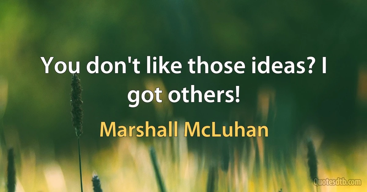 You don't like those ideas? I got others! (Marshall McLuhan)