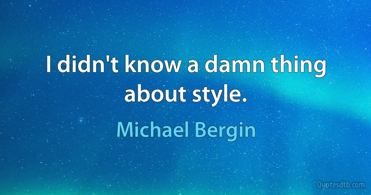 I didn't know a damn thing about style. (Michael Bergin)