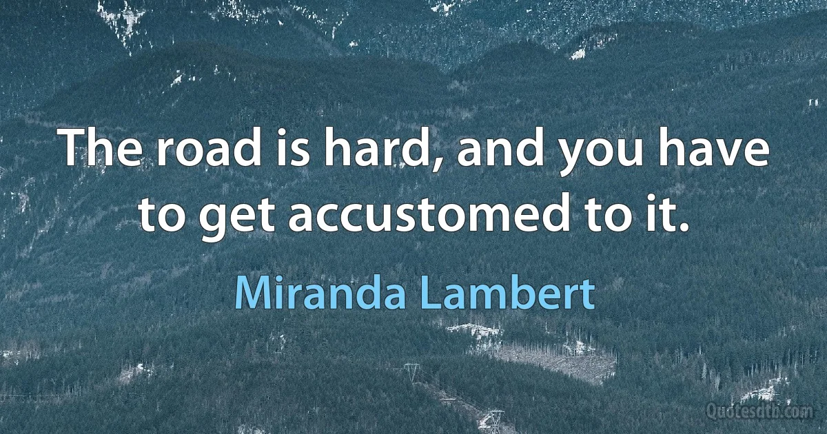 The road is hard, and you have to get accustomed to it. (Miranda Lambert)