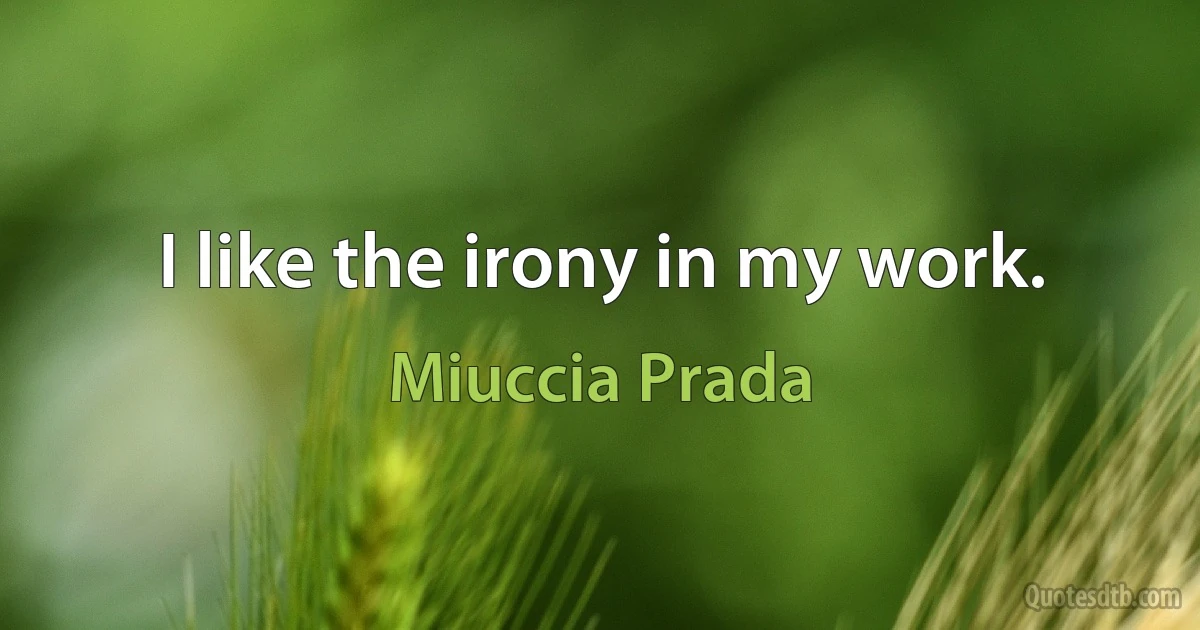 I like the irony in my work. (Miuccia Prada)