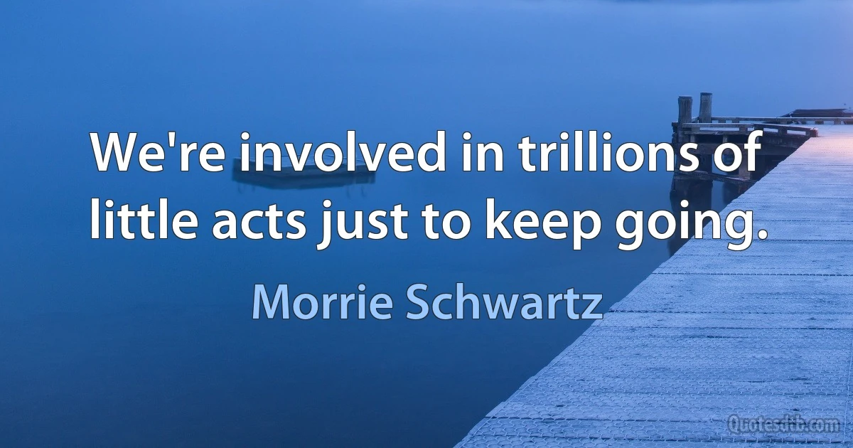 We're involved in trillions of little acts just to keep going. (Morrie Schwartz)