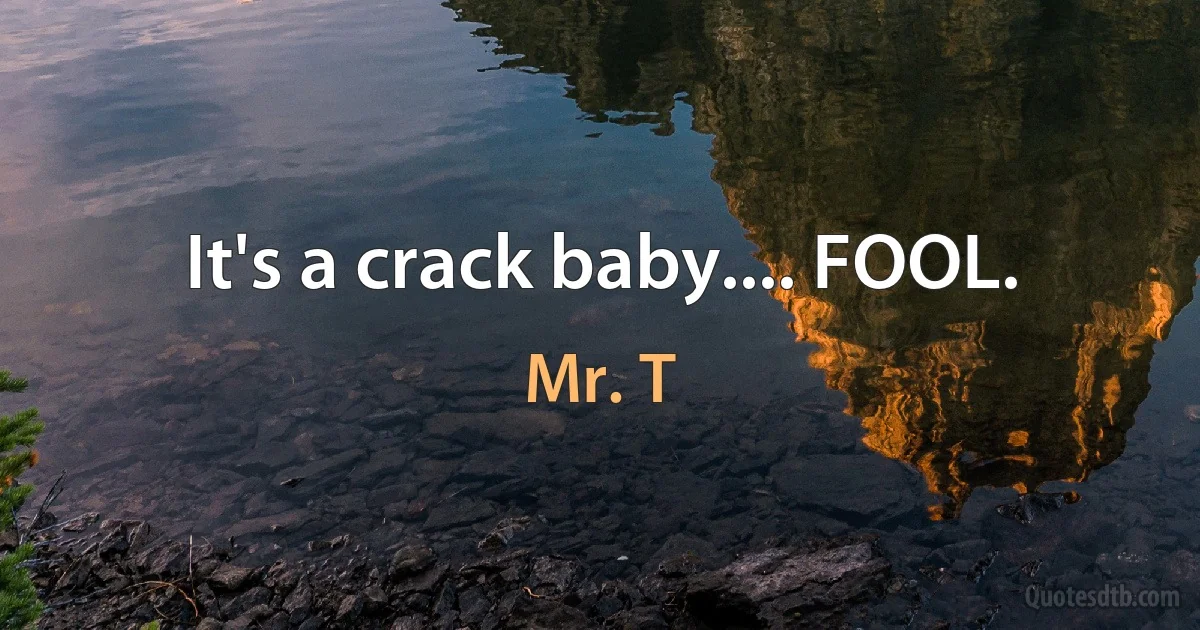 It's a crack baby.... FOOL. (Mr. T)