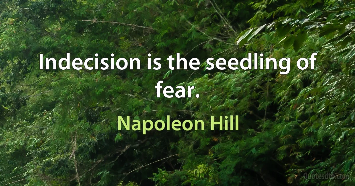 Indecision is the seedling of fear. (Napoleon Hill)