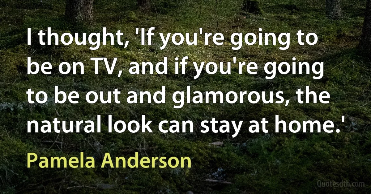 I thought, 'If you're going to be on TV, and if you're going to be out and glamorous, the natural look can stay at home.' (Pamela Anderson)