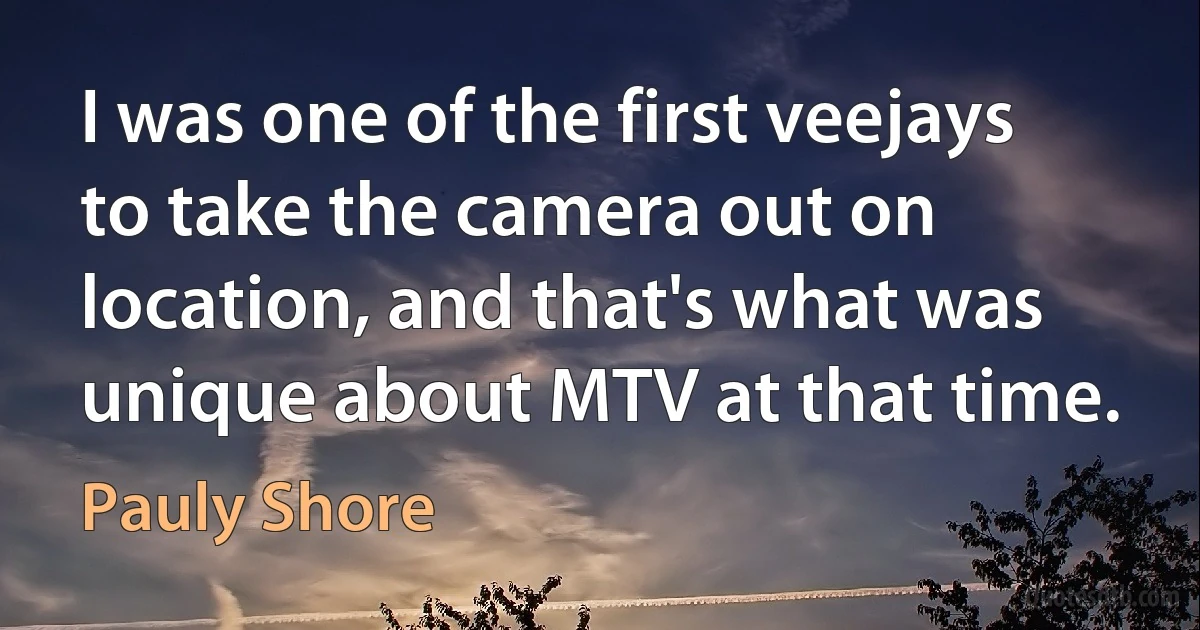 I was one of the first veejays to take the camera out on location, and that's what was unique about MTV at that time. (Pauly Shore)