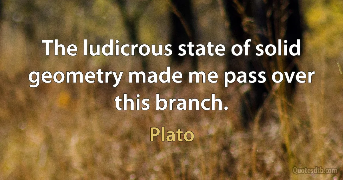 The ludicrous state of solid geometry made me pass over this branch. (Plato)