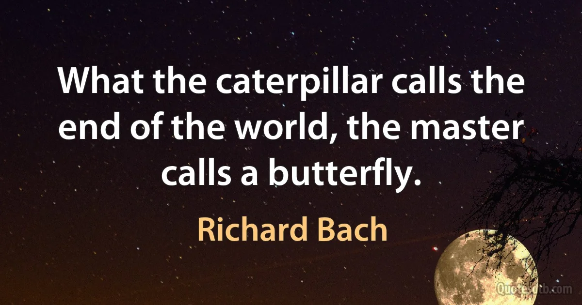 What the caterpillar calls the end of the world, the master calls a butterfly. (Richard Bach)