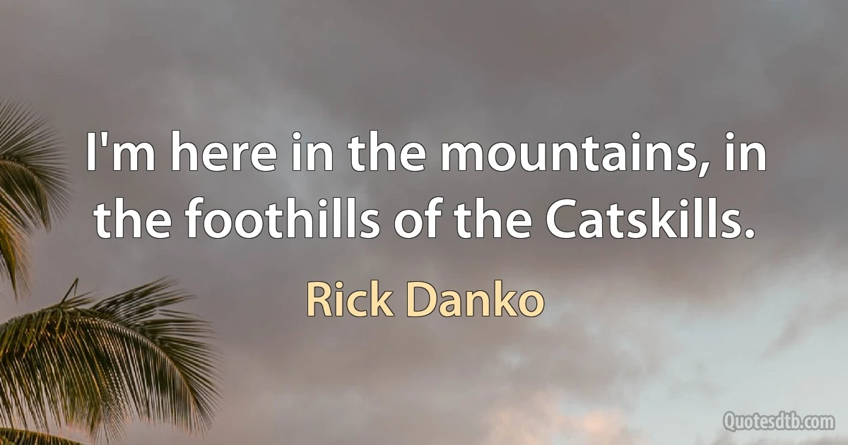 I'm here in the mountains, in the foothills of the Catskills. (Rick Danko)