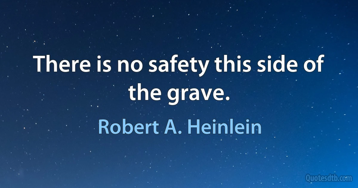 There is no safety this side of the grave. (Robert A. Heinlein)