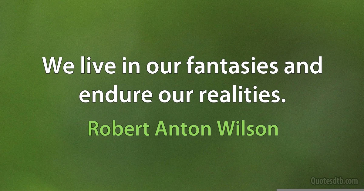 We live in our fantasies and endure our realities. (Robert Anton Wilson)