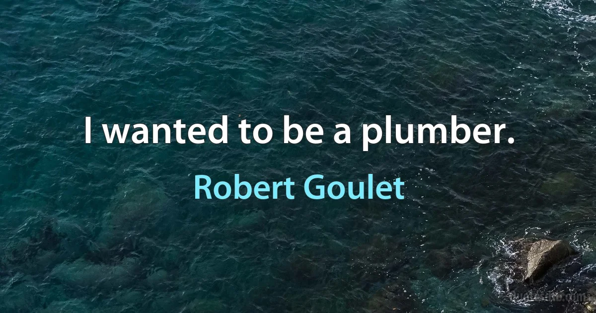 I wanted to be a plumber. (Robert Goulet)