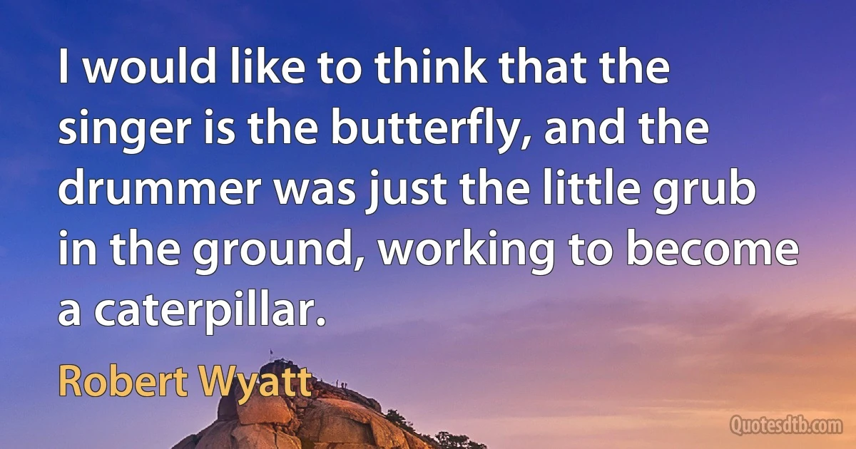 I would like to think that the singer is the butterfly, and the drummer was just the little grub in the ground, working to become a caterpillar. (Robert Wyatt)