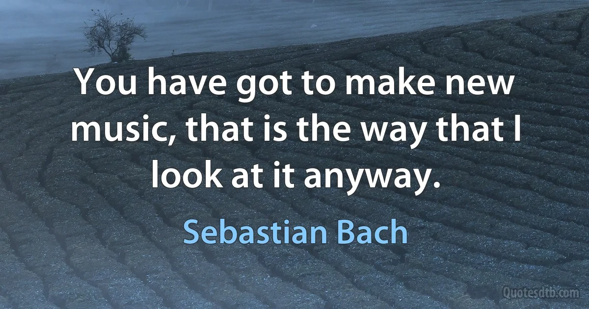 You have got to make new music, that is the way that I look at it anyway. (Sebastian Bach)