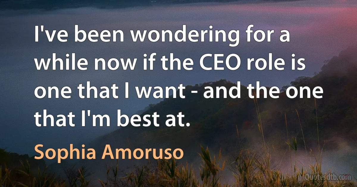 I've been wondering for a while now if the CEO role is one that I want - and the one that I'm best at. (Sophia Amoruso)