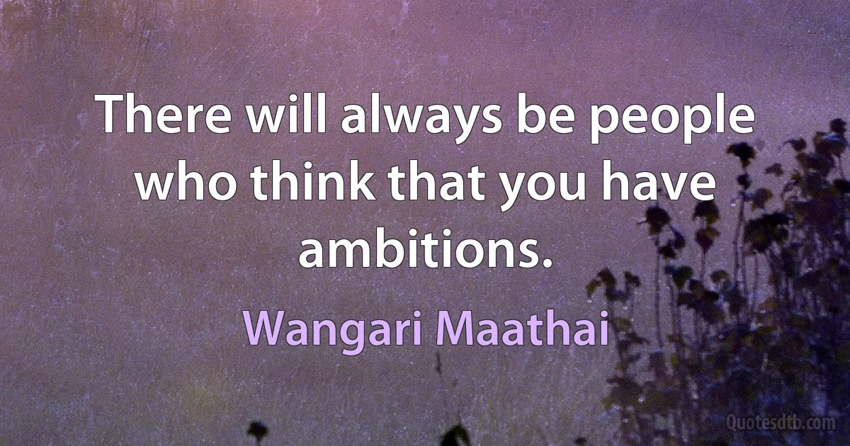 There will always be people who think that you have ambitions. (Wangari Maathai)