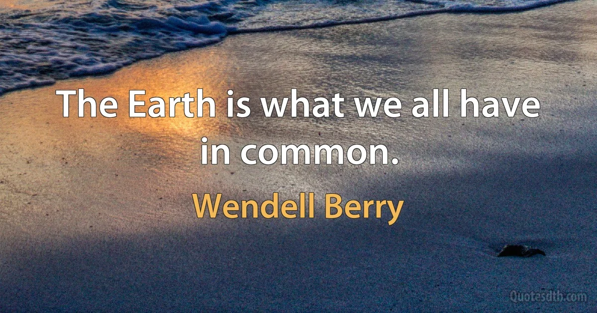 The Earth is what we all have in common. (Wendell Berry)