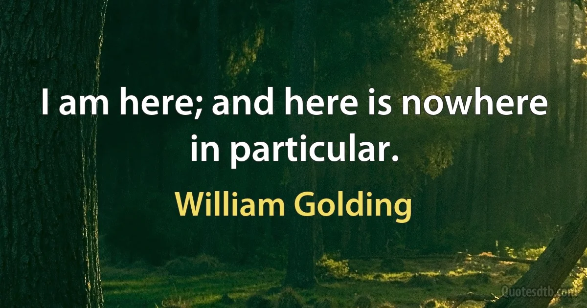 I am here; and here is nowhere in particular. (William Golding)