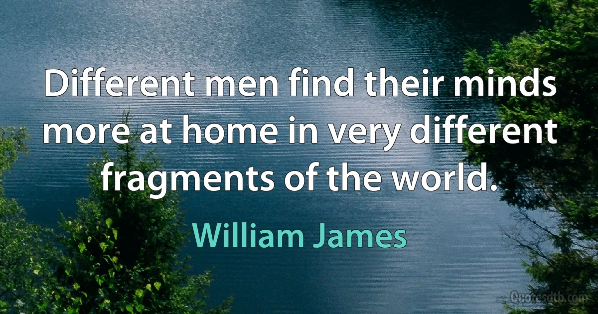 Different men find their minds more at home in very different fragments of the world. (William James)