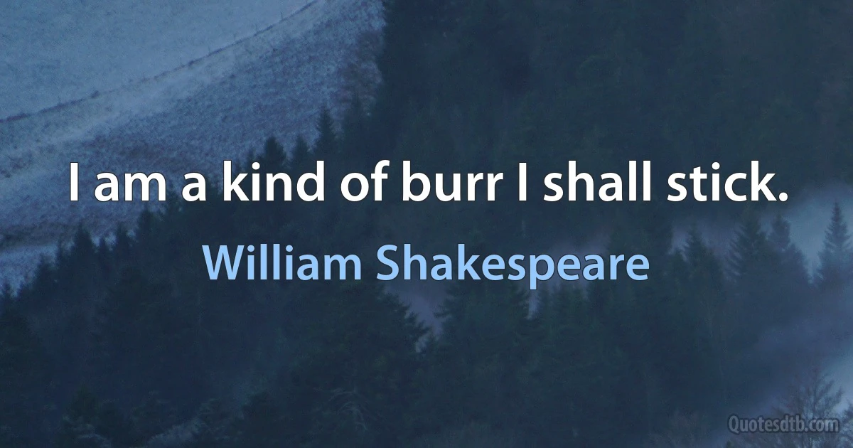 I am a kind of burr I shall stick. (William Shakespeare)