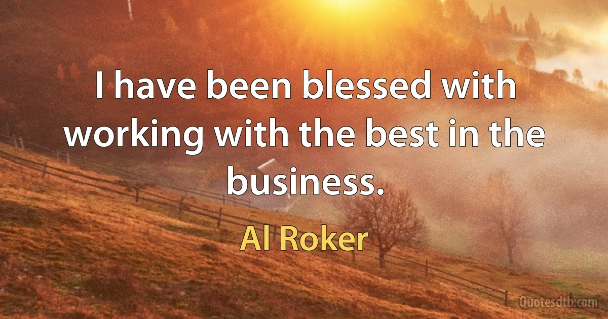 I have been blessed with working with the best in the business. (Al Roker)