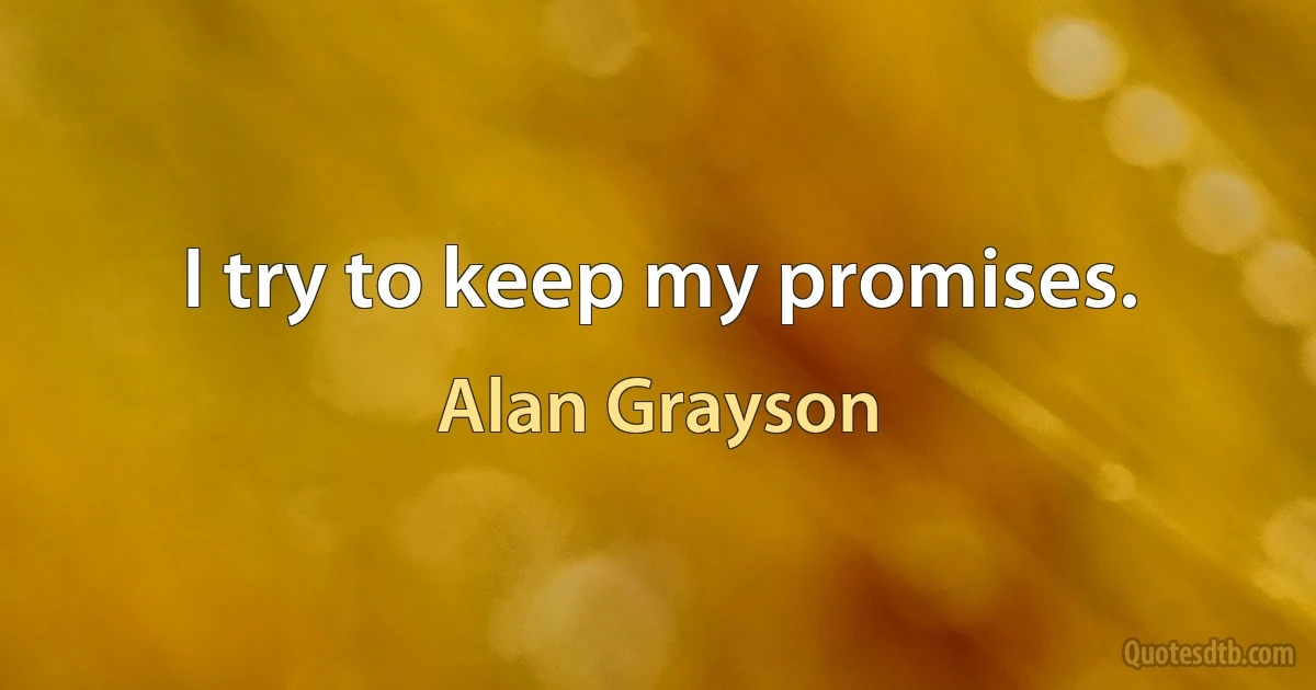 I try to keep my promises. (Alan Grayson)