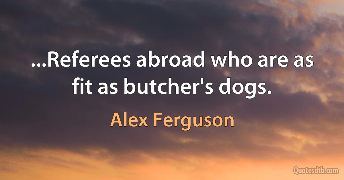 ...Referees abroad who are as fit as butcher's dogs. (Alex Ferguson)